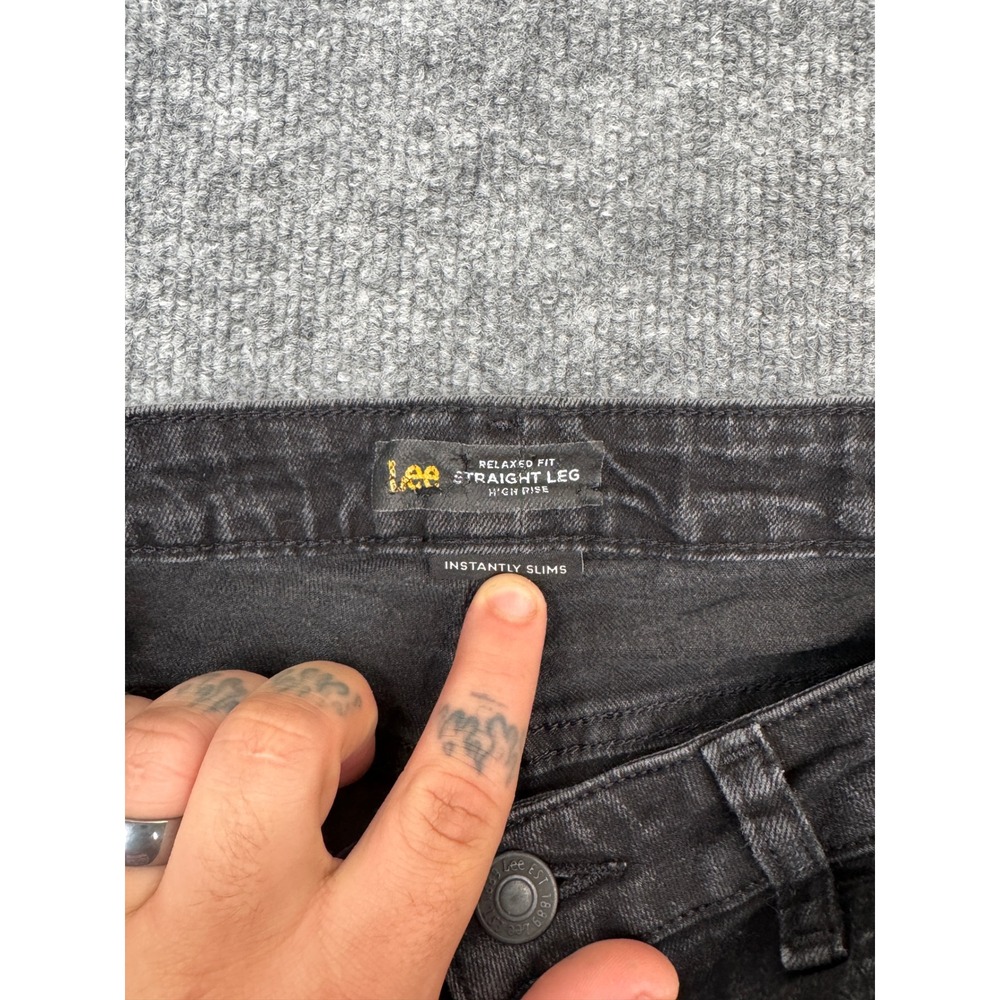 Lee Instantly Slims High Rise‎ Relaxed Straight Leg Jeans Black Womens 4 Medium - Picture 2 of 12